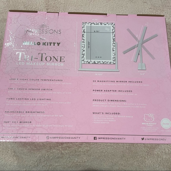 Impressions Hello Kitty Tri-Tone Makeup Mirror - Picture 2 of 8